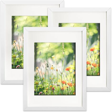 A4 Wooden Picture Frame, Set of 3, 21 x 29.7 cm with Shatterproof Acrylic Sheet, Wall Mount and Desk, with 15 x 20 cm Mount, for Living Room, Bedroom, Office (1/5)
