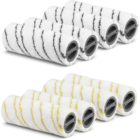 8 Rollers for Karcher FC7 FC5 FC3D FC3, Roller for Karcher, Spare Rollers, Cleaning Brushes Accessory Replacement Rollers 2.055-006.0 and 2.055-006.0 (Yellow and Grey) (1/5)