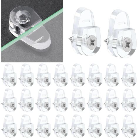 50 Pieces Glass Brackets, Glass Holders, Glass Retaining Clips, Glass Retaining Clips, Glass Holder Clips with 50 Screws for Fixing 3-5mm Thick Glass, Mirrors (1/5)