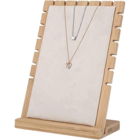 Collier en Bois Bracelet Pendentif Présentoir à Bijoux Support de Support également écologique S Porte-Bijoux Présentoir à à de Cou Porte-collier (Beige) (1/5)