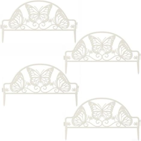 Lot de 4 clôtures de bordure de pelouse en plastique emboîtables pour jardin, décoration de jardin, bordures ornementales, clôture, paysage, allée (1/5)