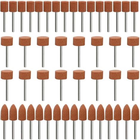 48 Pieces Corundum Abrasive Bits for Dremel 1/8" Shank for Grinding, Polishing, Deburring, for Use on Gems, Glass, Metal and Wood (1/5)