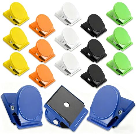 Agrafes magnétiques en métal, 18 pièces pinces à aimant pour réfrigérateur, disponible dans une variété de couleurs, clips magnétiques pour accrocher divers objets pour maison, bureau, école (1/5)
