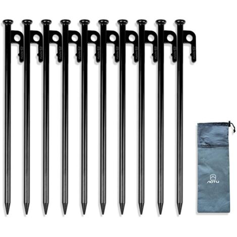 Piquets de tente de 30 cm pour le camping, la randonnée et les festivals avec construction en acier trempé et design fonctionnel sur le dessus (1/5)