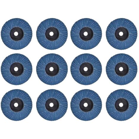 Lot de 12 Disques Abrasifs à Lamelles - 75 mm - Grain 120 - Métal, Acier, Bois - Bleu (1/5)