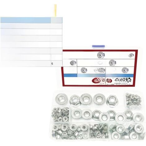 Lot de 138 écrous hexagonaux à bride en acier inoxydable 304 M3-M10, DIN 6923, dessous dentelé, assortiment antidérapant pour une fixation sûre (1/5)