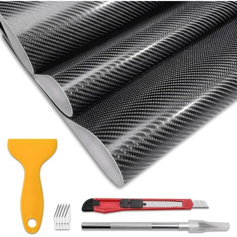 Black Carbon Film, 300 x 30 cm, 6D Carbon Car Cover, Self-Adhesive Vinyl Film Foneso, Waterproof and Anti-Scratch, for Car, Computer, Smartphone Case, Motorcycle (1/5)