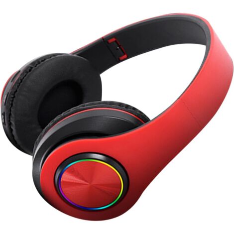 Casque avec Lumière RVB Réduction du Bruit des Basses Profondes Casque de Jeu Confortable Musique Rouge Vif au RVB sans Fil de Jeu Pliable (Rouge Vif) (1/5)