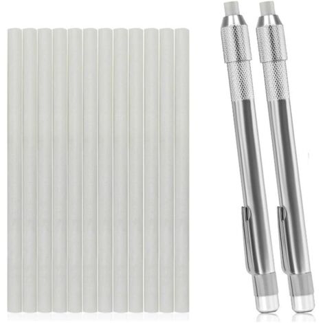 Porte-craie industriel avec recharges, stylo talc argenté pour lignes métalliques précises, 2 stylos + 12 noyaux (2 stylos + 12 noyaux) (1/5)