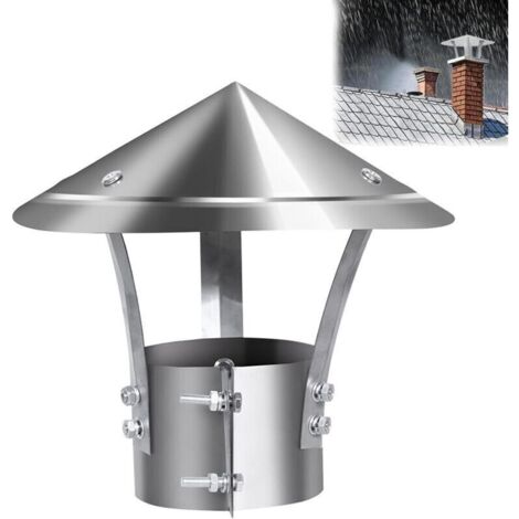 Chapeau De Cheminée Pare Pluie INOX Pour Conduit De Fumée, Anti-Pluie Et Neige, Fumisterie Poele Exterieur Tubage, Diameter 120mm (1/5)