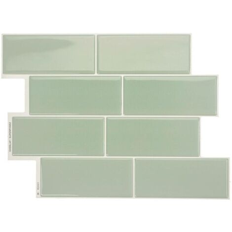 Crédence adhésive pour cuisine et salle de bain, sticker carrelage mural, carreaux verts autocollants, lot de 4 feuilles, 29,4 x 21,3 cm