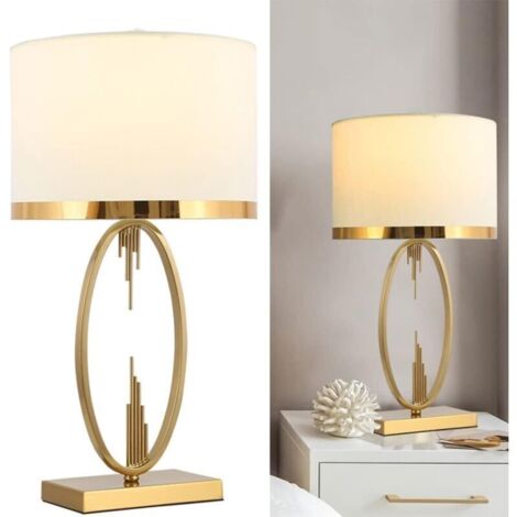 Lampe de table en métal avec abat-jour en tissu – Hauteur 48cm – Éclairage doux pour salon, bureau ou chambre – Prête à l'emploi (1/5)