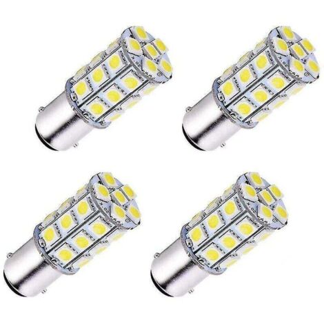 Lot de 4 lampes LED Ba15d 5050 27 SMD super blanches pour voiture, bateau, camping-car (1/4)