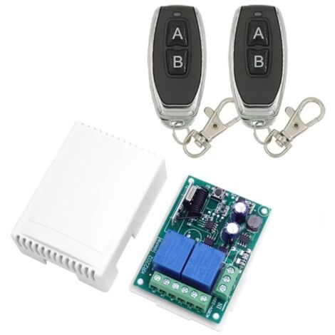 Commutateur sans fil 220V AC – 2 canaux – Récepteur RF 433 MHz avec 2 télécommandes – Contrôle pour porte de garage et lumière (1/5)