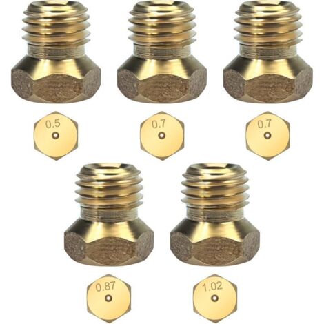 Lot de 5 gicleurs gaz butane pour plaque de cuisson – Buses en laiton de 0,5/0,7/0,87/1,02 cm – Remplacement rapide et facile (1/5)