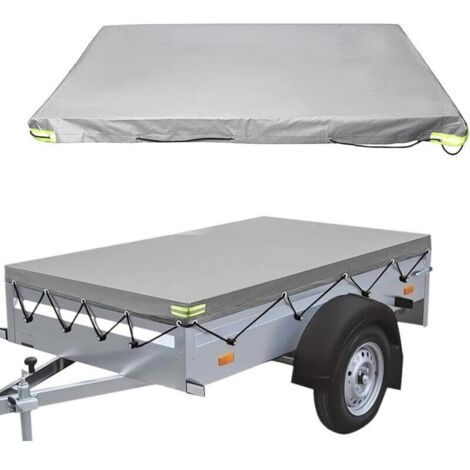 Ersandy – Bâche plate pour remorque 208 x 114 cm – PVC durable et étanche – Supporte jusqu'à 750 kg – Coins de maintien inclus – Gris