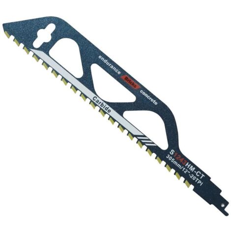 Lame de Scie Sabre,305 mm Lame Scie Sabre Brique, Lame Scie Sabre Carbure, lame de scie à pierre sabre, pour béton cellulaire, brique, panneau de ciment et béton (S1243HM)