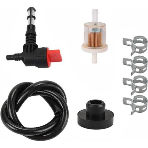 Kit de vanne d'arrêt de carburant à 90 degrés, filtre à carburant en ligne avec colliers de serrage, accessoires de carburateur, compatible avec BS 78299GS, 80270GS (1/5)
