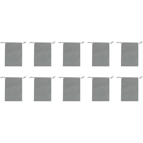 Lot de 10 sacs de rangement gris avec cordon de serrage - Sacs à chaussures de voyage en non-tissé - Sac de rangement portable pour vêtements, livres, cosmétiques (S) (1/5)
