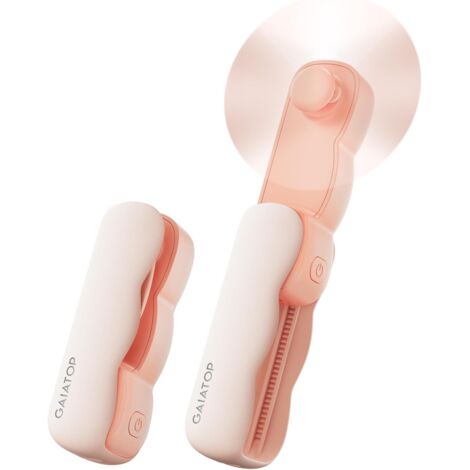 Gaiatop Mini ventilateur portable à main rechargeable par USB à 3 vitesses - Petit ventilateur personnel de poche pour maquillage et cils - Cadeau idéal pour la plage/le voyage - Rose (1/5)