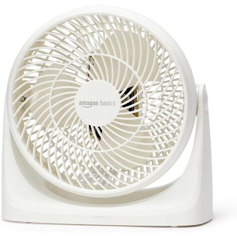 Amazon Basics Ventilateur de bureau portable, 18 cm, fonctionnement silencieux, 3 vitesses, inclinaison variable à 90°, Blanc, 15,49 x 27,3 x 27,69 cm (1/5)