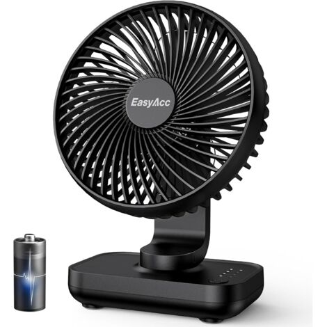EasyAcc Ventilateur Rechargeable Portable USB, Jusqu'à 15h, 4000mAh Batterie Petit Silencieux Ventilateurs Bureau de Table Puissant, 4 Vitesses, Détachable, Pour Oficina, Dormitorio, Voyage