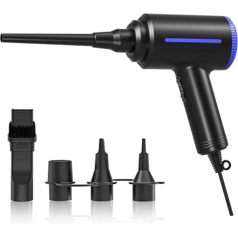 Souffleur Air Comprimé, Dépoussiérant Puissants électrique,Plumeau à air électrique 2 en 1, 2 Vitesses, avec brosse de nettoyage, pour ordinateur, clavier,voiture, maison pour animaux domestiques (1/5)