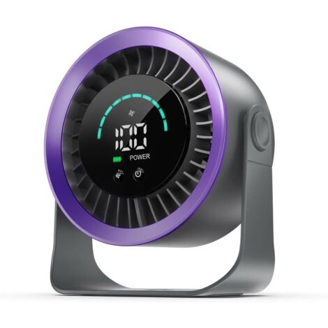 Mini Ventilateur de Bureau, Petit Ventilateur de Table Silencieux Rechargeable USB, Ventilateur de Réglable à 360° avec Affichage Numérique LED pour Chambre à Coucher, Bureau et Maison (1/5)