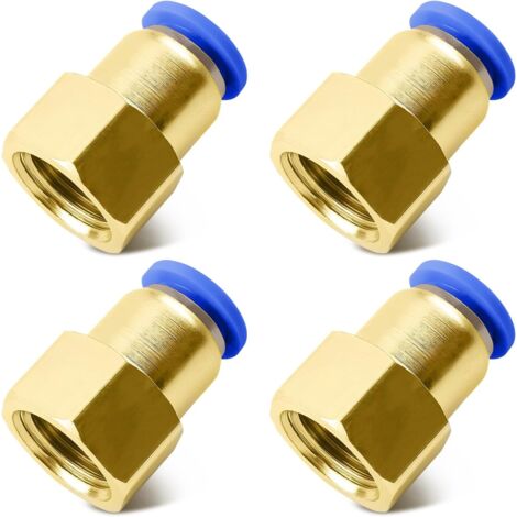 Lot de 4 raccords pneumatiques de 6 mm avec filetage intérieur 1/4" - Adaptateur de tuyau pour tuyau pneumatique de 6 mm - Raccord de tuyau femelle pour systèmes pneumatiques et fournitures (1/5)