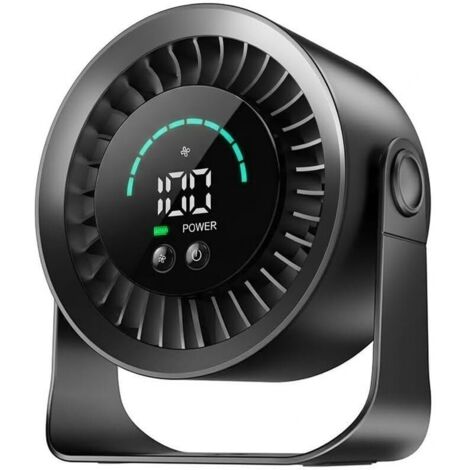 Mini Ventilateur de Bureau, Petit Ventilateur de Table Silencieux Rechargeable USB, Ventilateur de Réglable à 360° avec Affichage Numérique LED pour Chambre à Coucher, Bureau et Maison