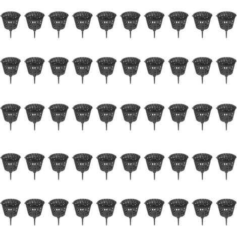 Lot de 50 paniers d'engrais pour bonsaï avec couvercle, pots à nutriments pour plantes de bonsaï, plantes succulentes, orchidées (petit, noir) (1/5)