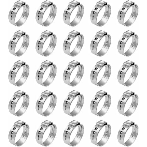 Lot de 25 colliers de serrage en acier inoxydable pour tuyau, câble, tube, conduite de carburant (B) (1/5)