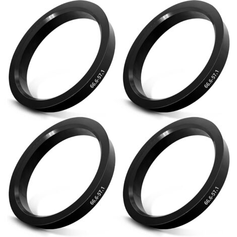 Lot de 4 anneaux de centrage de 66,6 à 57,1 mm - En plastique - Compatible avec VW, Mercedes Benz, Audi, anneaux de centrage pour jantes en aluminium ou jantes en acier - Réduction des vibrations (1/5)