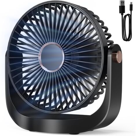 Ventilateur de Bureau Portable - 3000mAh Ventilateur de Table Silencieux USB avec Veilleuse,5 Vitesses,Jusqu'à 8h,Rotation à 360°,Faible Bruit 20 dB,Fan Sans Fil Rechargeable pour Maison Extérieur (1/5)
