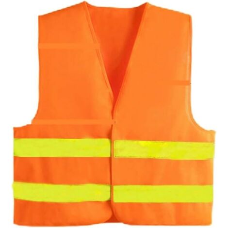 SEIWEI Gilet de sécurité, tissu en maille, vêtements réfléchissants, veste de transport routier pour travaux de péage, travail volontaire (orange/jaune) (1/4)