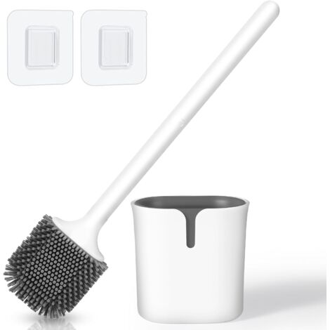 Blendura Brosse Toilettes WC, Brosses WC Silicone Balai Toilette WC Brosse WC et Supports et Base Anti-Goutte, Montage Mural ou au Sol pour Salle de Bain, Toilettes (1/5)