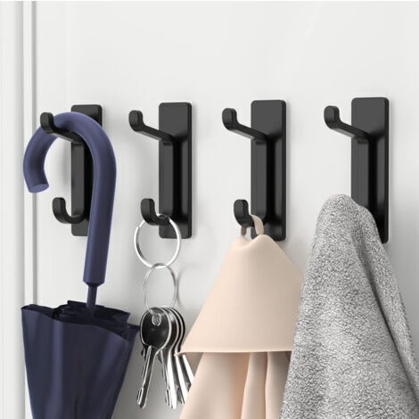 Crochet mural porte-serviettes de salle de bain crochet crochets en acier inoxydable noir mat porte-vêtements porte-serviettes stockage 4 pièces,OUYLAF