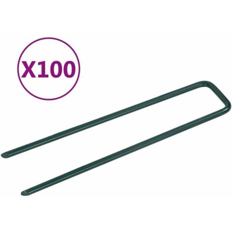 100 pièces,Clous en forme de U en fer pour gazon artificiel pièces plantation de jardin . (1/5)