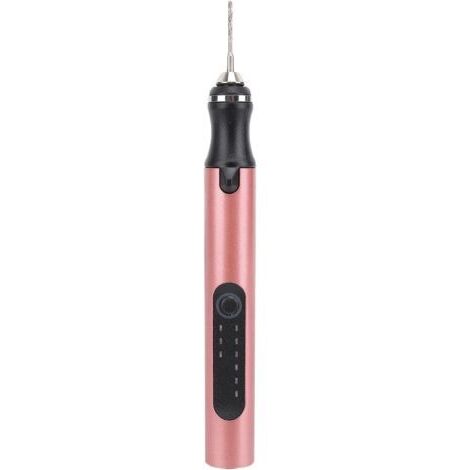 Mini Stylo Graveur Outil Rotatif sans Fil Rechargeable avec Assortiment D'accessoires pour une Gravure Précise, Conception Portable pour Salons de Manucure en Alliage D'aluminium (Or Rose)
