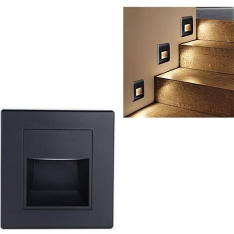 Lot de 3 Lampes de Marche, 3000 K Lumière Chaude Lampe D'escalier LED Applique Encastré Murale Carré Carrée Éclairage de Marche Éclairage Mural pour Couloir, Escaliers, Chambre à Coucher (1/5)