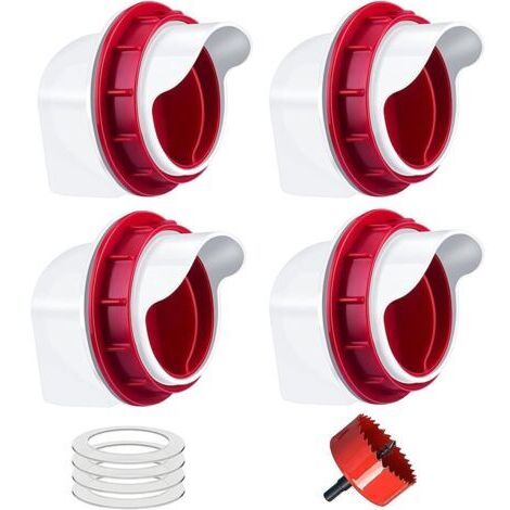 Mangeoire Poules 4 Ports, Mangeoire Poule Automatique, DIY Mangeoire à volaille Gravité Kit pour Seaux Tonneaux Bacs
