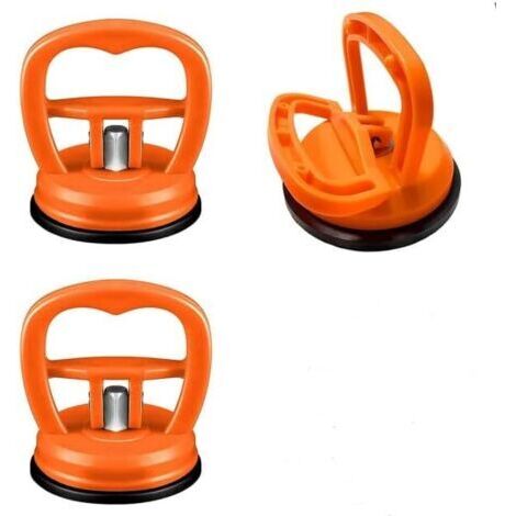 Lot de 3 extracteurs de bosses de voiture de couleur orange - Mini ventouse - Kit de débosselage et kit de réparation de bosses - Poignée de levage pour carrosserie de voiture, verre, carrelage (1/5)