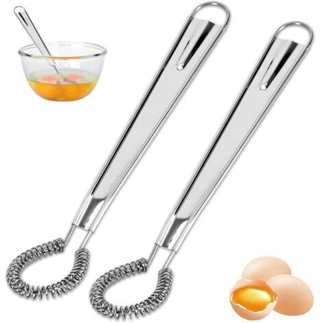 2 PCS Fouet Cuisine Acier Inoxydable, Mini Fouet Cuisine Fouet à Spirale, Ensemble de 2 Fouets de Cuisine en Acier Inoxydable - Outil de Cuisine Polyvalent pour Mélanger et Fouetter (2PCS)