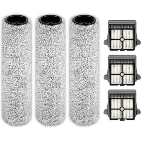 【Version 2, rouleau amovible】(6 pièces) S7 Pro rouleaux brosses et filtres HEPA pour aspirateur Tineco Floor One S7 Pro, Floor One S6, 3 rouleaux et 3 filtres (à l'exception de la poignée)