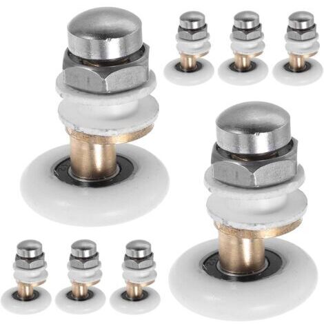 Lot de 8 Roulettes en Nylon Étanches 25 MM pour Porte Verre Galets de Rechange pour Portes Coulissantes Fonctionnement Fluide et Silencieux Accessoires de Quincaillerie pour