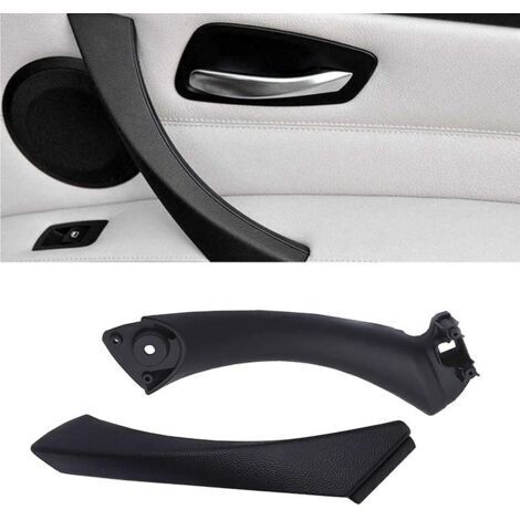 Compatible avec Poignée de Porte Intérieure Série 3 E90 E91 E92 E93 323 325 328 330 335 Poigner de Porte Droite E90 E91 E92 E93 Poignée Intérieure+ Couvercle Extérieur-Fibre de Noir