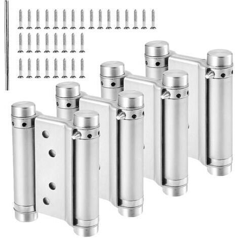 Lot de 4 charnière paumelle portes va-et-vient ressort double action acier inoxydable saloon western, 75 mm (Charge Jusqu'à 15kg)