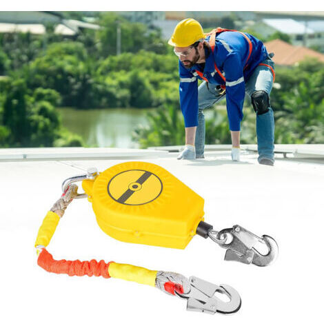 Dispositif antichute à rappel automatique 10m, ligne de vie auto-rétractable professionnel, charge maximale 150 kg, système de sécurité anti-chute pour travaux en hauteur