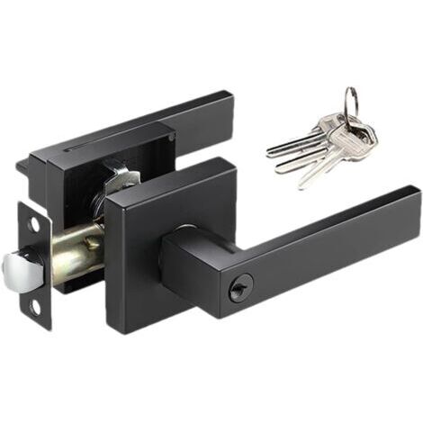 Poignée de porte -vue - Poignées de porte intérieures avec serrure, ensemble de poignées de porte intérieures à 3 barres pour chambre à coucher, porte d'entrée, portail, garage