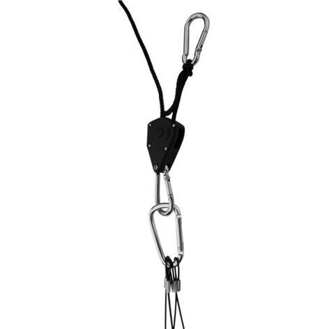 Lot de 8 Système de suspension réglable pour lampe de croissance LED avec crochets, corde à cliquet avec crochet pour lampe horticole, 3 mm (1/8 pouce)